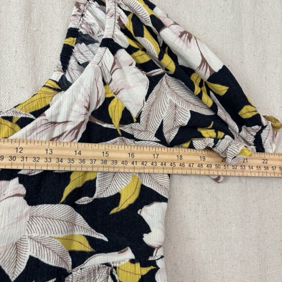 Volcom Floral Baby Doll Top Women Small Black White Yellow‎ Boho Y2K Festival - Picture 5 of 9